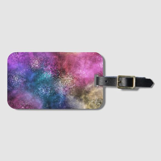 Étiquette À Bagage Motif de galaxie coloré (Devant Horizontal)