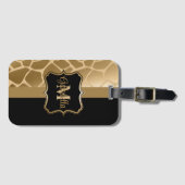 Étiquette À Bagage Motif de girafe noire et dorée (Devant Horizontal)