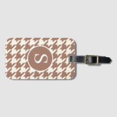 Étiquette À Bagage Motif de Houndstooth Mocha Mousse et blanc (Devant Horizontal)