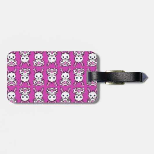 Étiquette À Bagage Motif de Kawaii Bunny rose (Dos horizontal)