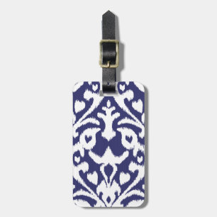 Étiquette À Bagage motif de la tribu des ikat bleu et blanc cool