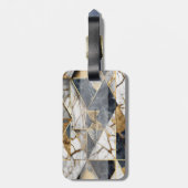 Étiquette À Bagage Motif de marbre géométrique Gold Black tendance (Dos Vertical)
