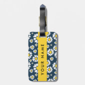 Étiquette À Bagage Motif de marguerite, marguerites blanches, Votre n (Dos Vertical)