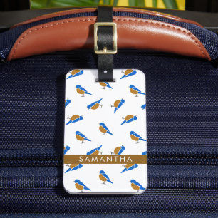 Étiquette À Bagage Motif de Merlebleu de l'Est Minimaliste Moderne