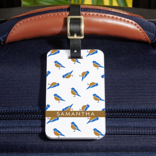 Étiquette À Bagage Motif de Merlebleu de l'Est Minimaliste Moderne (Insitu Rectoal 2)