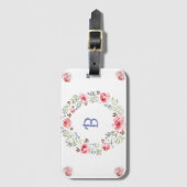 Étiquette À Bagage Motif de monogramme rose tendance (Devant Vertical)
