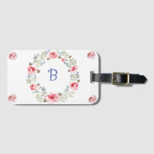 Étiquette À Bagage Motif de monogramme rose tendance