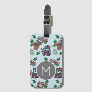 Étiquette À Bagage Motif de pandas chinois mignons monogrammé