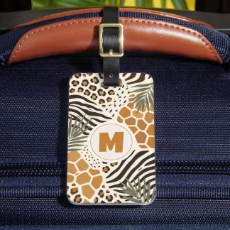 Étiquette À Bagage Motif de peau d'animal africain zèbre léopard pers