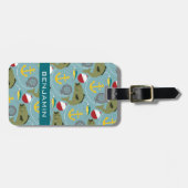 Étiquette À Bagage Motif de pêche avec nom personnalisé (Devant horizontal)