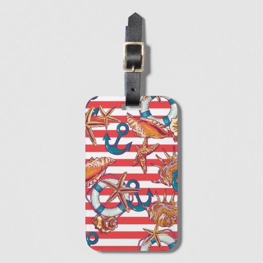 Étiquette À Bagage Motif de plage branché (Devant Vertical)