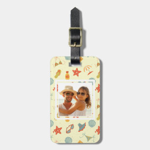 Étiquette À Bagage Motif de plage d'été photo personnalisé