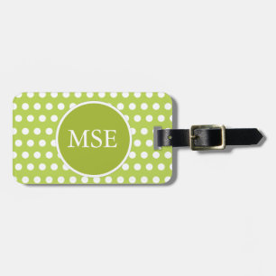 Étiquette À Bagage Motif de point blanc vert de polka