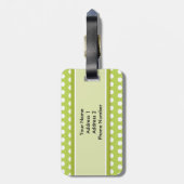 Étiquette À Bagage Motif de point blanc vert de polka (Dos Vertical)