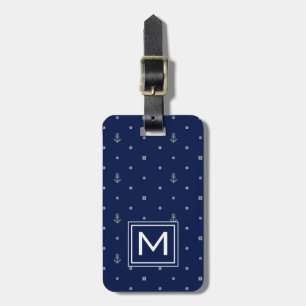Étiquette À Bagage Motif de pois d'Ancre de monogramme