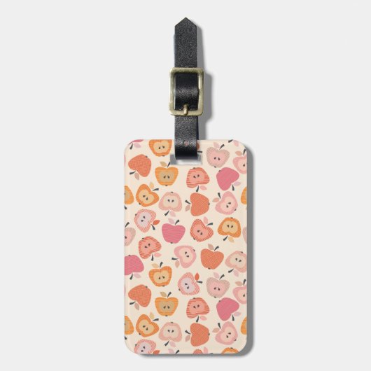 Étiquette À Bagage Motif de pomme rose et orange mignon (Devant Vertical)