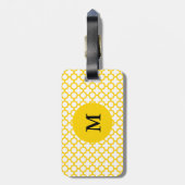 Étiquette À Bagage Motif de Quatrefoil jaune Monogramme (Dos Vertical)
