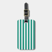 Étiquette À Bagage Motif de rayures de vert vert (Devant Vertical)
