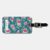 Étiquette À Bagage Motif de rose de rose - adresse nommée faite sur (Devant horizontal)