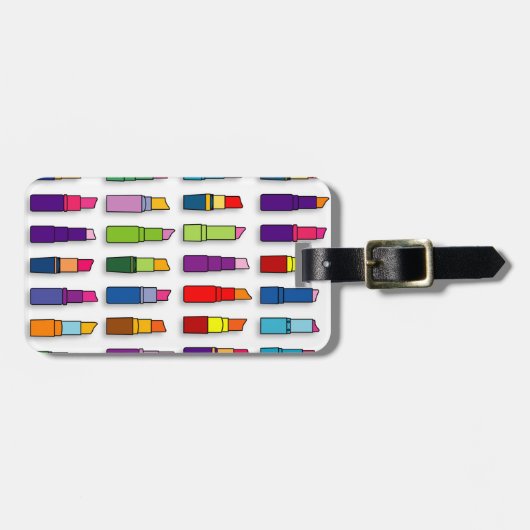 Étiquette À Bagage motif de rouge à lèvres branché (Devant horizontal)