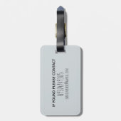 Étiquette À Bagage Motif de Safari d'aquarelle bleu pour garçons Nom (Dos Vertical)