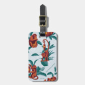 Étiquette À Bagage Motif de singes joueurs du Lotus Blanc (Devant Vertical)