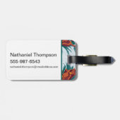 Étiquette À Bagage Motif de singes joueurs du Lotus Blanc (Dos horizontal)