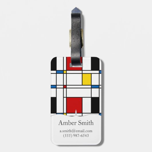 Étiquette À Bagage Motif de Stijl (Dos Vertical)