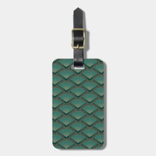 Étiquette À Bagage Motif de style Art déco en vert turquoise
