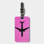 Étiquette À Bagage Motif de texture rose bubblegum avec avion (Devant Vertical)