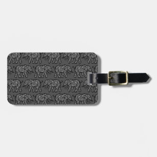 Étiquette À Bagage Motif de tourbillonnement gris d'éléphant
