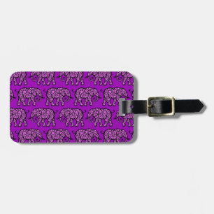 Étiquette À Bagage Motif de tourbillonnement pourpre d'éléphant