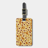 Étiquette À Bagage Motif de tournesol, or, jaune et marron (Devant Vertical)