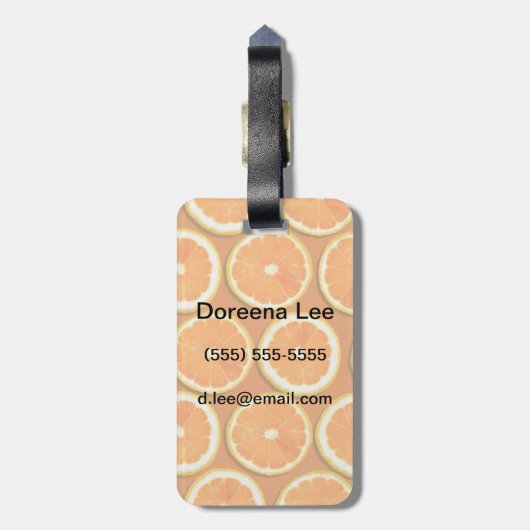 Étiquette À Bagage Motif de tranches de citron (Dos Vertical)