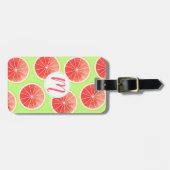 Étiquette À Bagage Motif de tranches de pamplemousse rose (Devant horizontal)