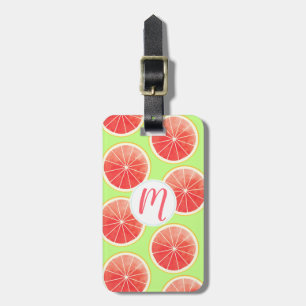 Étiquette À Bagage Motif de tranches de pamplemousse rose