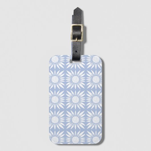 Étiquette À Bagage Motif de tuiles bleues blanches (Devant Vertical)