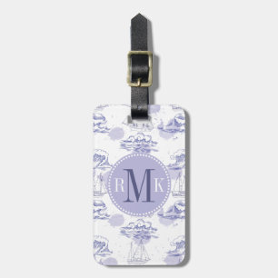 Étiquette À Bagage Motif de vagues et de bateaux d'aquarelle