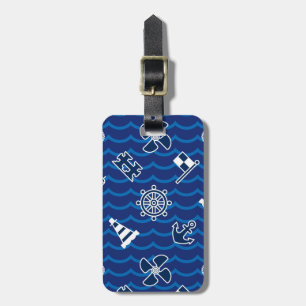 Étiquette À Bagage Motif de vagues nautique mignon