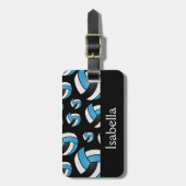 Étiquette À Bagage Motif de volleyball bleu (Devant Vertical)