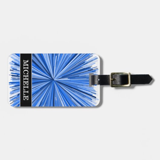 Étiquette À Bagage Motif d'éclat de Blue Line + Étiquette nommée (Devant horizontal)