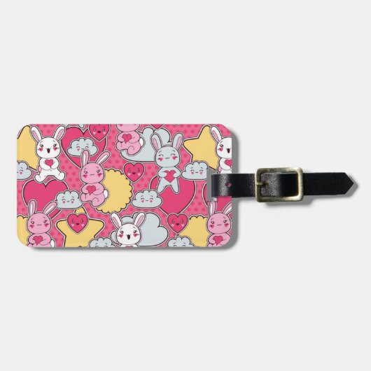 Étiquette À Bagage Motif d'enfant de Kawaii avec des griffonnages (Devant horizontal)