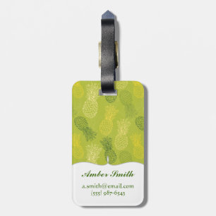 Étiquette À Bagage Motif d'ensemble d'ananas sur le vert