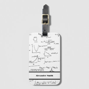 Étiquette À Bagage Motif d'équations mathématiques noir et blanc mign