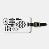Étiquette À Bagage Motif d'équipements et accessoires de tennis moder (Devant horizontal)