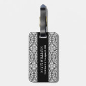 Étiquette À Bagage Motif des cercles de diamants blancs éclatants (Dos Vertical)