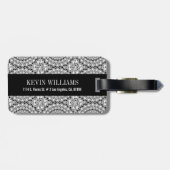 Étiquette À Bagage Motif des cercles de diamants blancs éclatants (Dos horizontal)