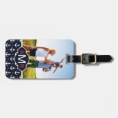 Étiquette À Bagage Motif des coeurs et Ancres photo et monogramme per (Devant horizontal)