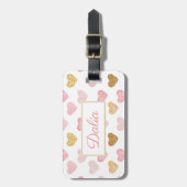 Étiquette À Bagage Motif des coeurs monogrammes (Devant Vertical)