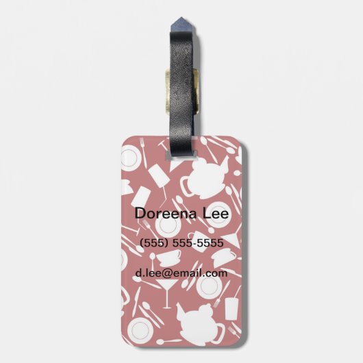 Étiquette À Bagage Motif des éléments de cuisine (Dos Vertical)